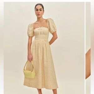 Reformation Yellow Marella Linen Midi Dress